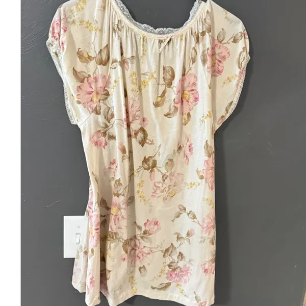 Lauren Ralph Lauren Coquette Feminine Pink Floral Cotton Lace Shirt Blouse Large - Image 3