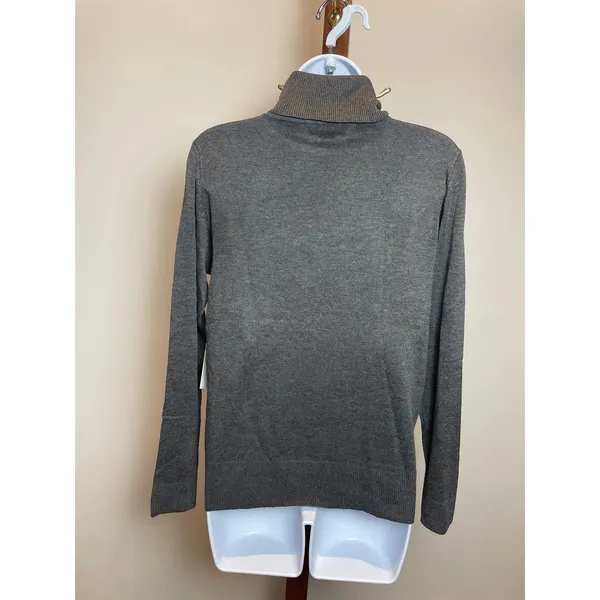 Allison + Zoe Sweater Size M Heather Charcoal Cable Knit Turtleneck NWT - Image 3
