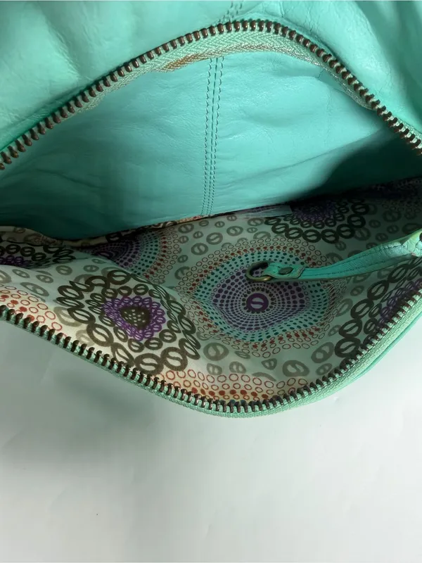 Latigo Turquoise Teal Leather Messenger Bag Y2K Boho Shoulder Crossbody Purse‎ - Image 7