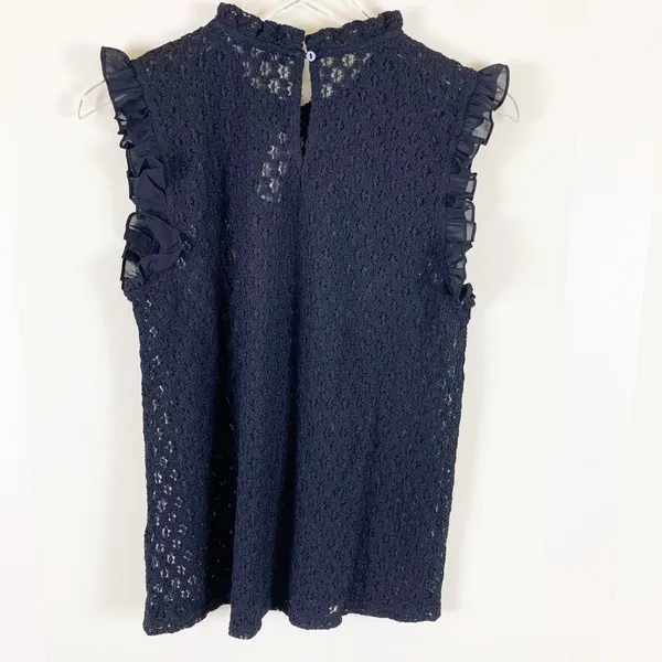 Anthropologie Blue Tassel Nancy Black Embroidered Top - Image 4