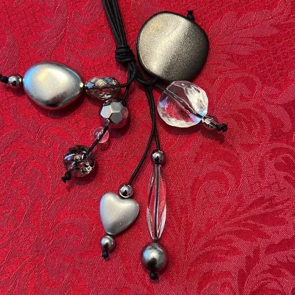 Silver & clear beads on a long multi cord necklace cute stylish versatile GUC - Image 6