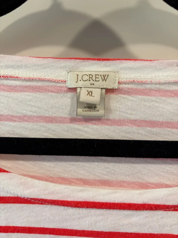 J. Crew Red Striped 3/4 Sleeve Shirt - Image 3