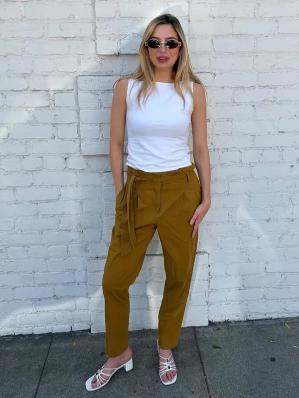 J.Crew mustard yellow pants with tie waist size 2 #preppy #workwear #officewear - Image 2