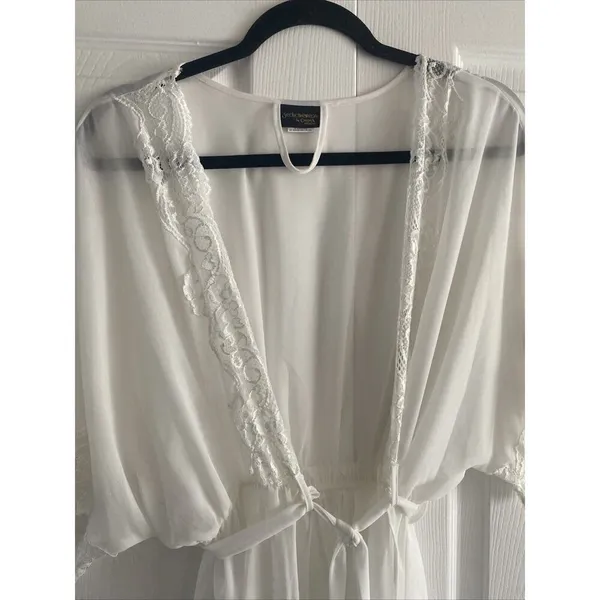 Seductive Wear By Cinema‎ Etoile White Chiffon Lace Robe XL Bridal - Image 5