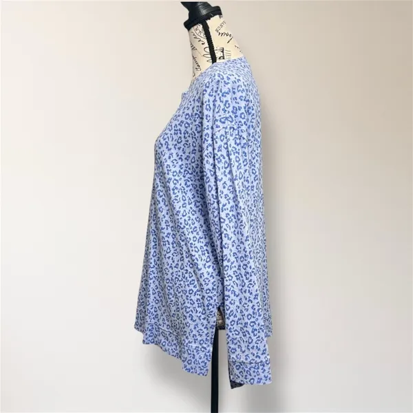 J. Crew M Blue Leopard Print Tunic Cotton‎ Long Sleeve Casual Animal Top NWT - Image 5