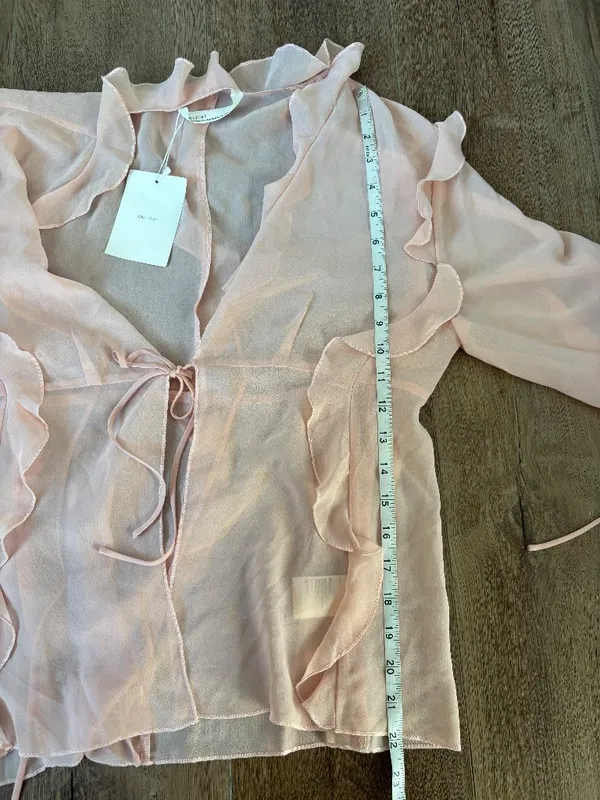Oak and Fort Pink Ruffle Chiffon Top - Size Medium - Image 6