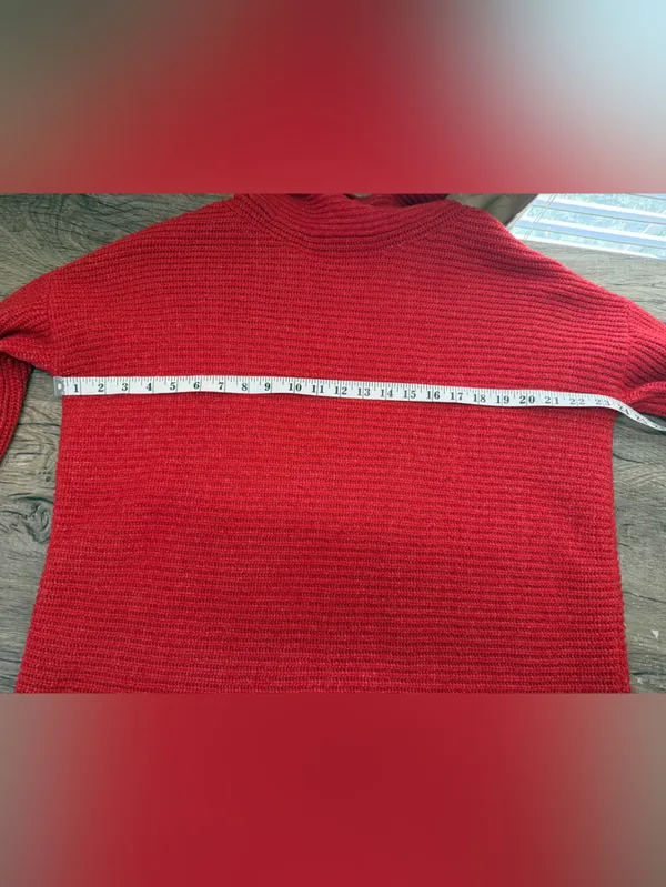 ANTHROPOLOGIE Pilcro Chunky Cowlneck Sweater Red medium - Image 4