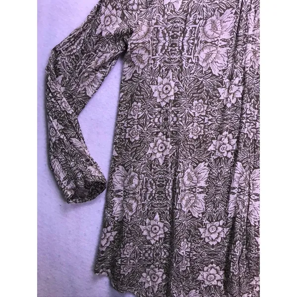 Sun‎ & Shadow Floral Blouse Womens XL Olive Green Boho Crochet Trim - Image 10
