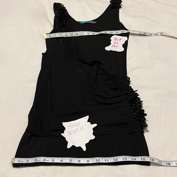 Alice+Olivia szS blk mini dress w/overlay & coin beads on shoulders & one side - Image 9