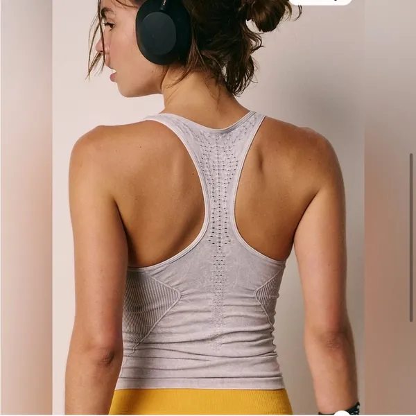 (IR) NWOT Free People Movement Good Karma Long Tank in Vintage Ice Grey - Image 2