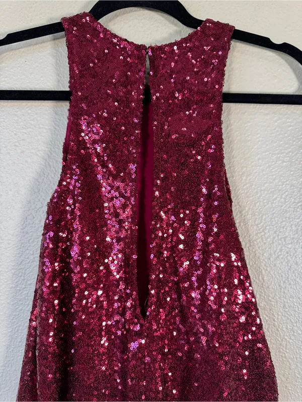 Free People Red Sequined Mini Dress Womens XS Babydoll Party Holidays Glam - Image 7