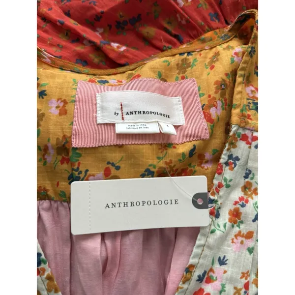 Anthropologie NWT Tiered True Dress Small Patchwork Colorblock Floral‎ Midi Boho - Image 4