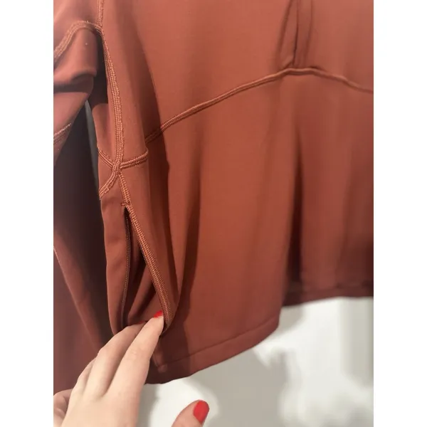 Lululemon Rulu Running Cropped 1/2 Zip Dark Terracotta Womens Athletic Top 10 - Image 7