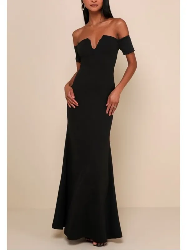 Lulus Lynne Off The Shoulder Maxi Dress Black - Image 4