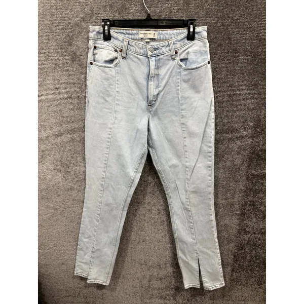 Abercrombie & Fitch Womens Jeans 30 10R Light Wash Curve Love Seam Split Hem - Image 3