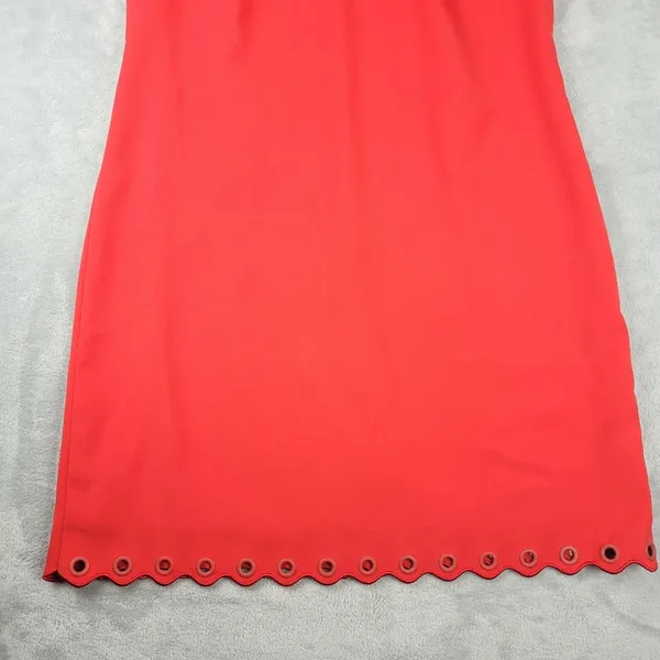 J. Crew Red Scalloped Grommet Sleeveless Above Knee Shift Dress Size 12 - Image 5