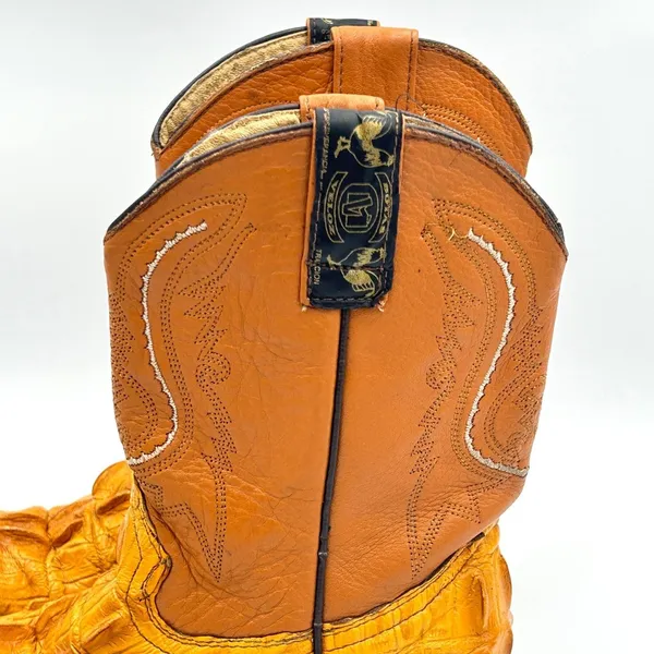 ⁠Vintage Mustard Yellow Caiman Leather Cowboy Boots Womens 4.5 5 Youth 3 Western - Image 12