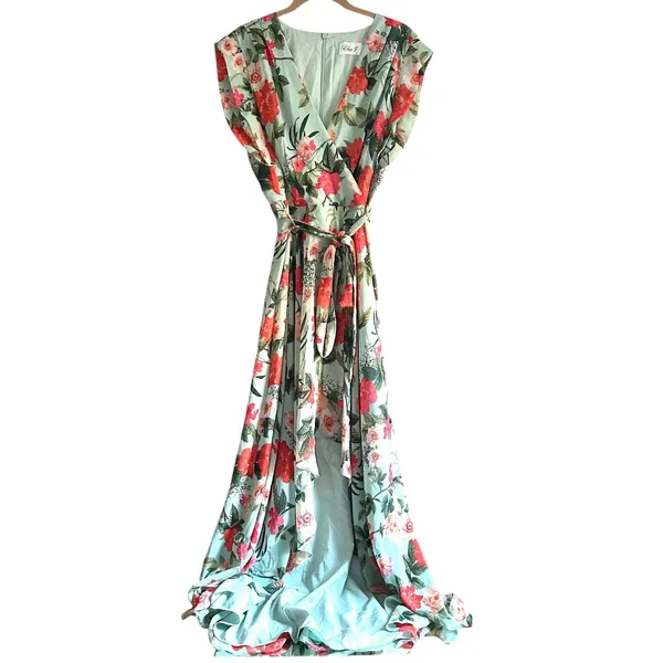 ELIZA J Floral Belted Maxi Dress Sz‎ Mint Green Sz 10 - Image 2