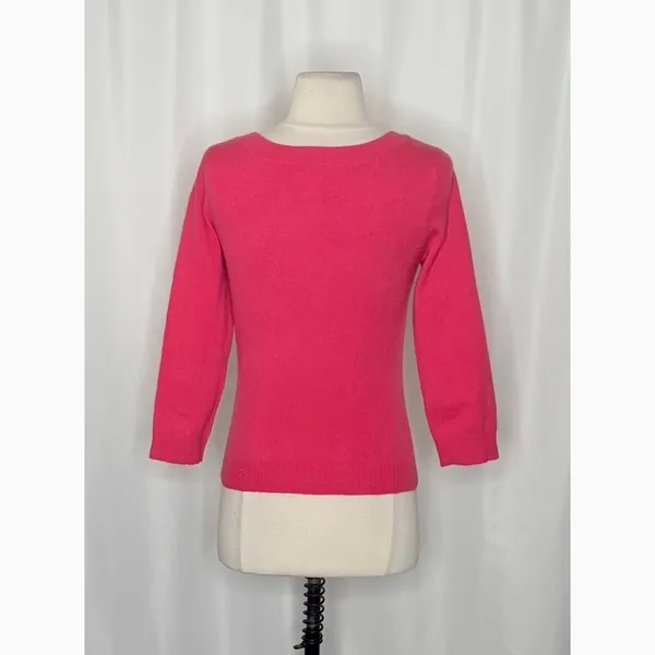 GARNET HILL Cashmere Sweater Scoop Neck Solid Pink Bright Pullover X-Small - Image 8