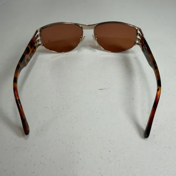 VTG Y2K Fendi Sunglasses FS 118 Tortoise Gold Shield Wrap Made in Italy Vintage - Image 8