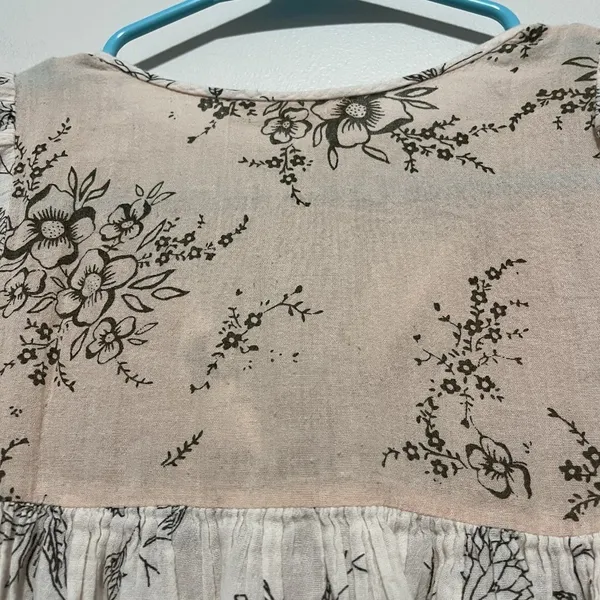 Ulla Johnson‎ Flutter Sleeve Floral Botanical Ivory Blush Pink Blouse - Image 7