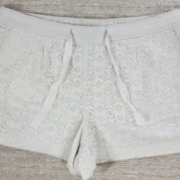 Ann Taylor LOFT Lace Shorts Womens 12 White Loose Elastic Waist Resort Vacation - Image 10