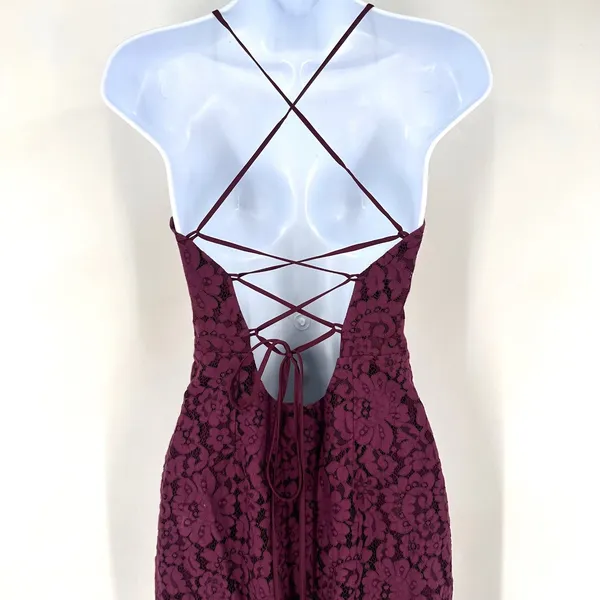Lovers +‎ Friends Burgundy Lace Strappy Back Midi Dress Skylight Dress Size S - Image 8