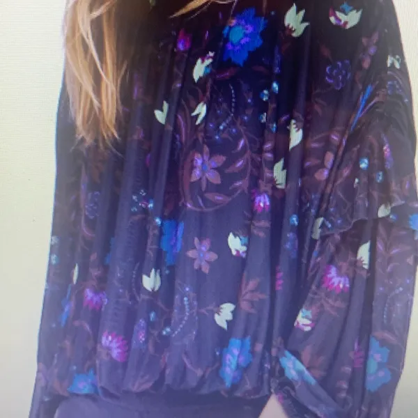 Free People Size Large Wild Flowers Honey Floral Mesh Blouse Top Peasant… - Image 10