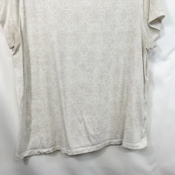 Athleta XL Top Short Sleeve Cotton Snakeskin White Cream Boxy Layering Base 593 - Image 5