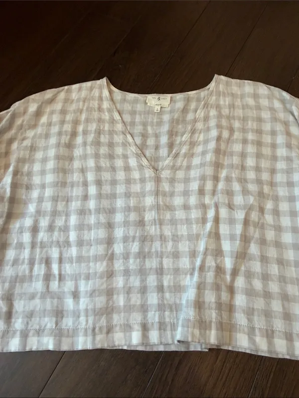 Lou & Grey Cropped Plaid Print Top Size Large - C30-046 - Image 5