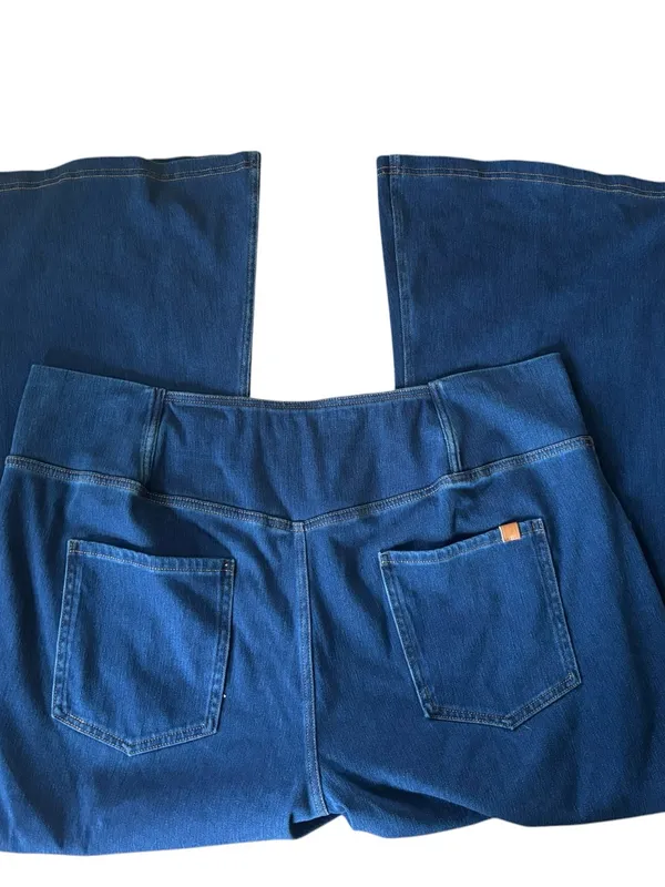 Halara Flex High Waisted Crossover Denim Stretch Pant Sz 3XP Flare Hem Comfort - Image 4