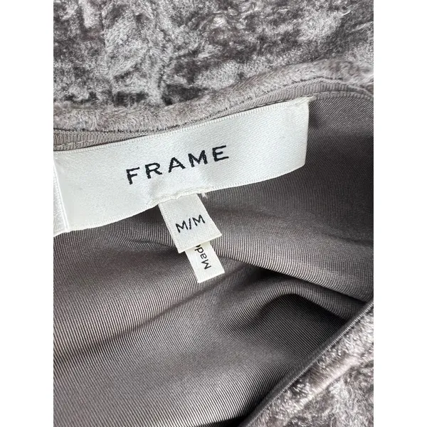 FRAME Crushed Velvet Long Sleeve Top Dusk Taupe Size‎ Medium - Image 9