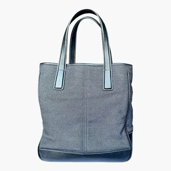 Coach Black Wool Canvas Tote Leather Trim Work Bag No. 7764 Heritage Carryall - Image 4