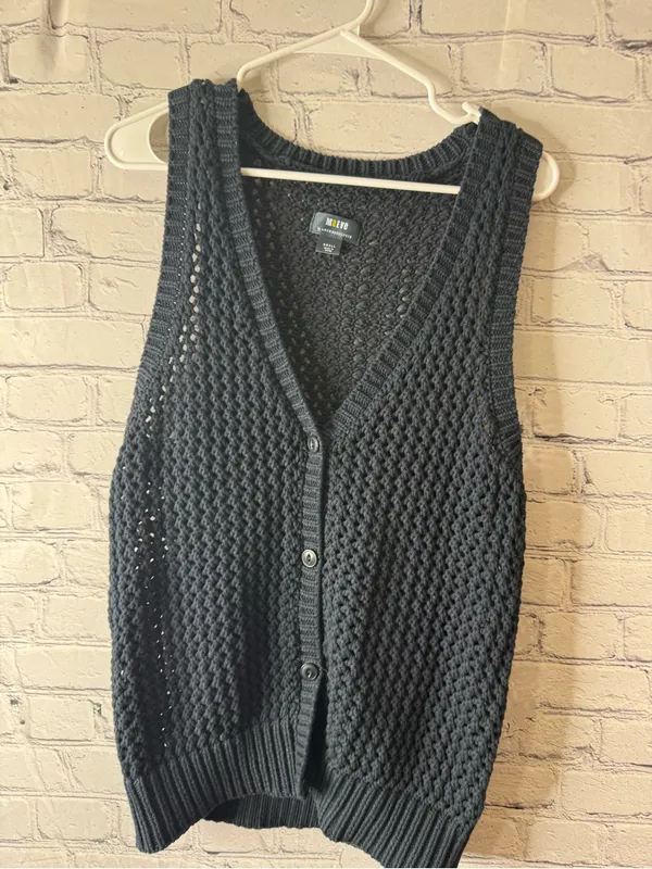 Maeve Tammie Jo mesh Knit Button-Front womens Sweater Vest small - Image 2