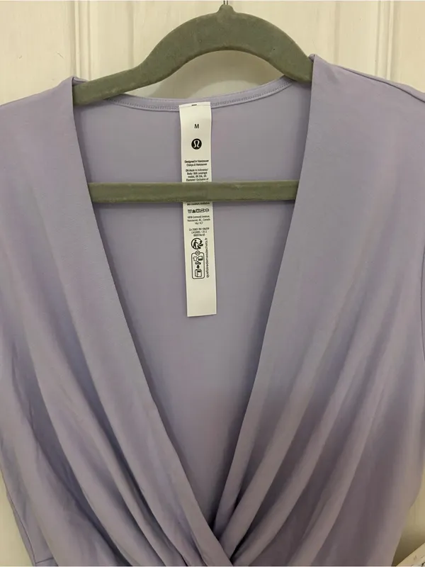 NWT!! Lululemon Modal-Silk Twist-Front Cropped T-Shirt in Light Purple - Image 9
