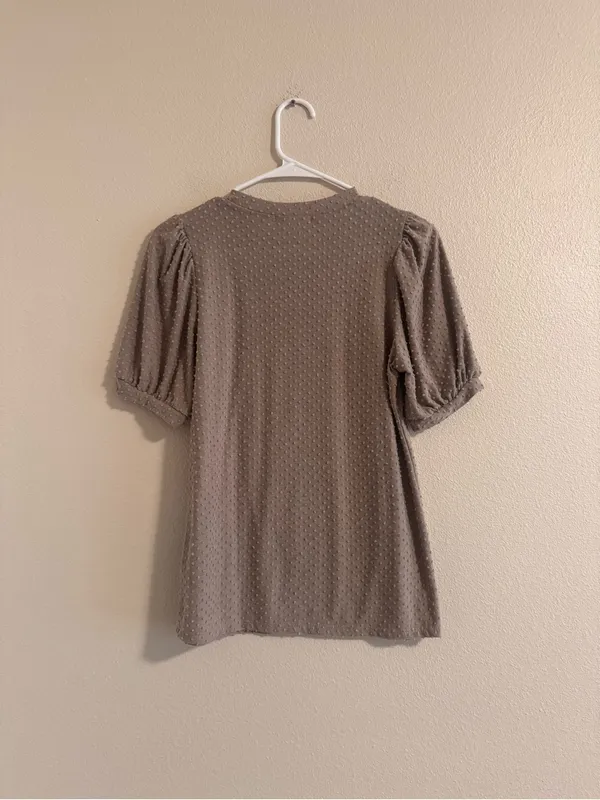 Bohme Essentials Taupe Puff-Sleeve Dot Tee - Image 3