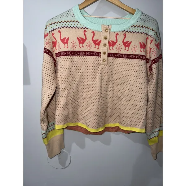 Free People Dream Whispers Sweater Flock Tales Christmas Xmas Sz L - Image 5