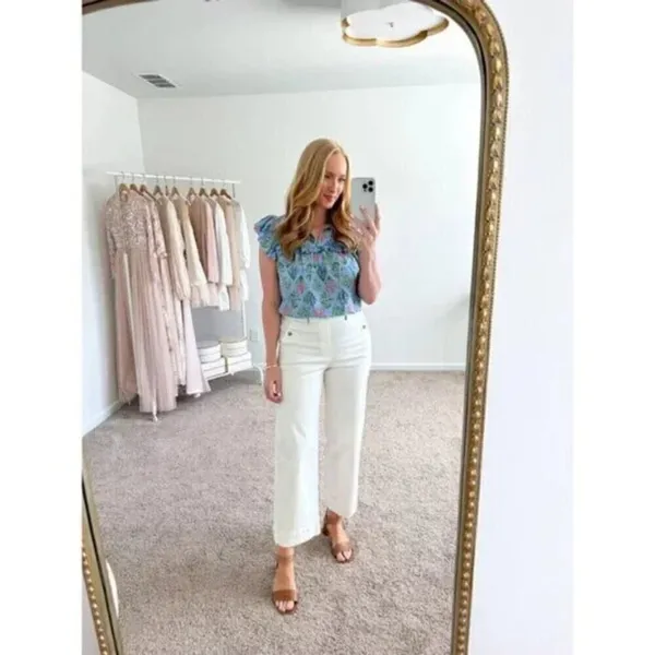 SPANX Stretch Twill Wide Leg Crop Pants in Bright White Size Small - Image 11