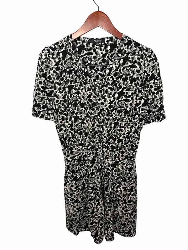 Madewell Black and White Floral Mini Dress - Image 4
