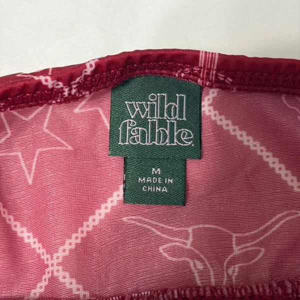 Wild Fable Burgundy Western Cowboy Print Halter Babydoll Peplum Top Red Medium NEW - Image 7