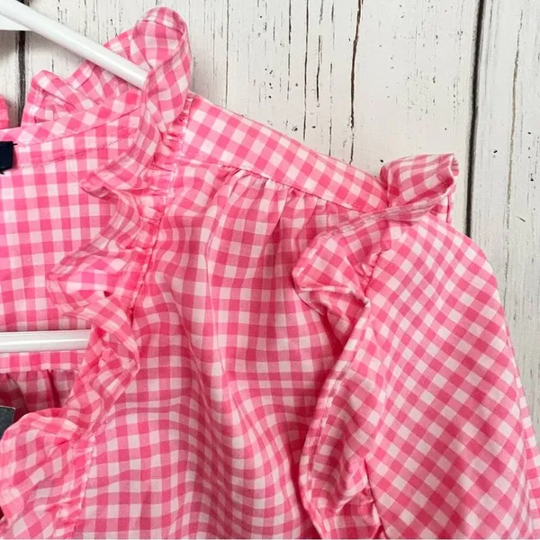 Tommy Hilfiger Women's Long Sleeve Ruffle Plaid Button Front Blouse Sz S - Image 10