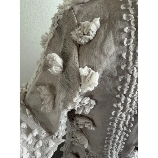 &merci Floral Pom Pom Aline Dress Medium Grey Short Sleeve‎ Mini New - Image 4