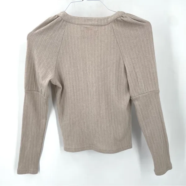 Anthropologie Puff Sleeve Snap Button Cardigan Sweater Top - Image 4
