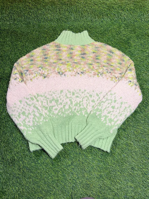 Aerie Pastel Fair Isle Mock Neck oversized Sweater Size S Womens - Image 2
