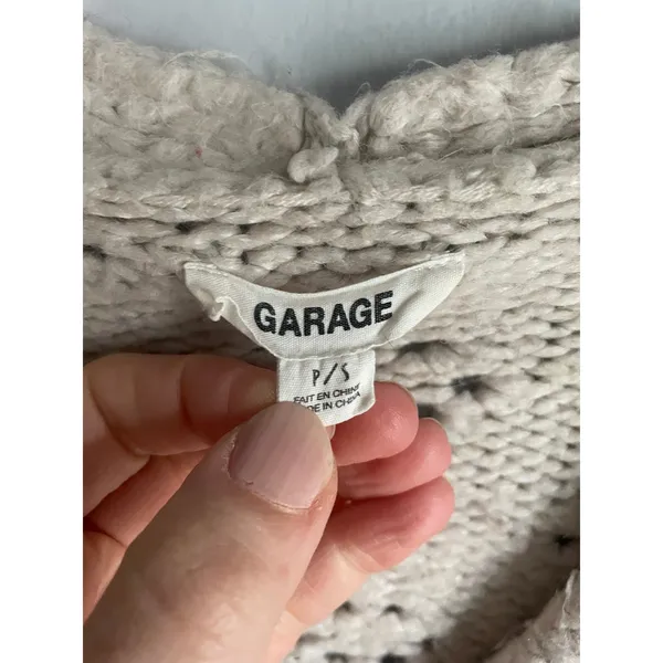 Garage Cottagecore Dainty Floral Knit Cardigan Sweater Beige Cream Small 90s - Image 2