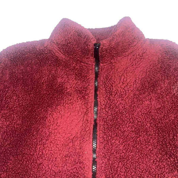 Victorias Secret PINK Teddy Full Zip relaxed jacket cozy fleece sherpa Maroon S - Image 6