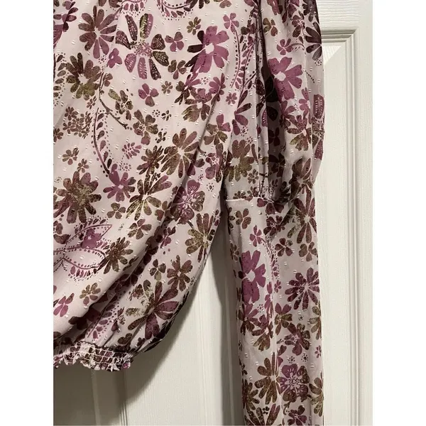 Free People Clarissa floral printed blouse Medium - Image 9