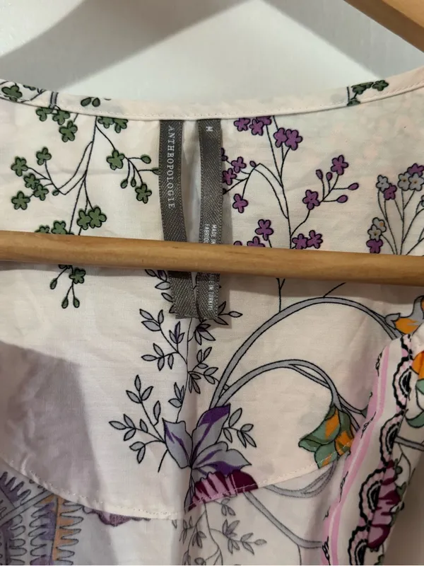Anthropologie White and Purple Floral Somerset Maxi Dress with pockets - Image 3