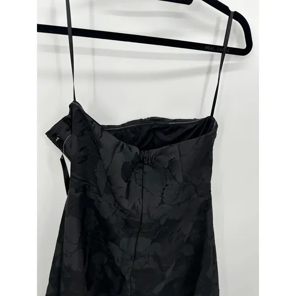 Venus Black Floral Jacquard Strapless Jumpsuit with Overskirt‎ Sequin Size 16 - Image 9