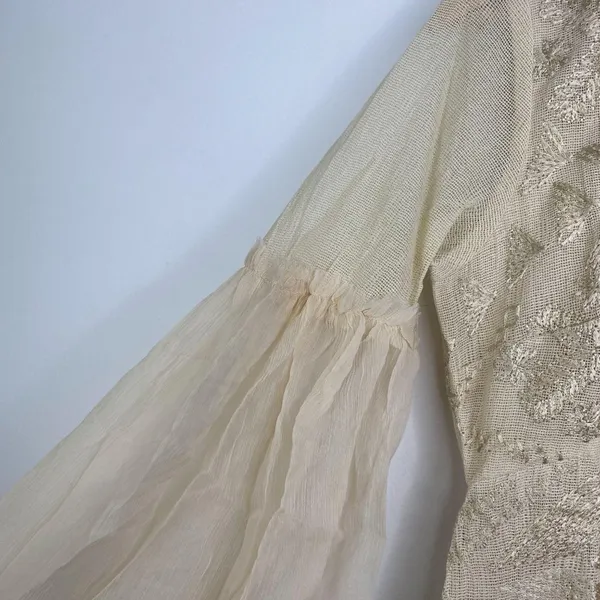 Free People Mini Boho Dress Women Size 0 Cream Embroidered Witch‎ Fairy Concert - Image 4